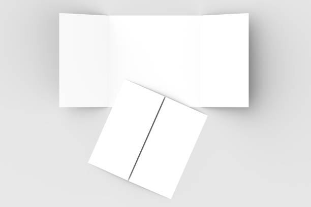 istock Square gate fold brochure mock up isolated on soft gray background. 3D illustrating. 913620070