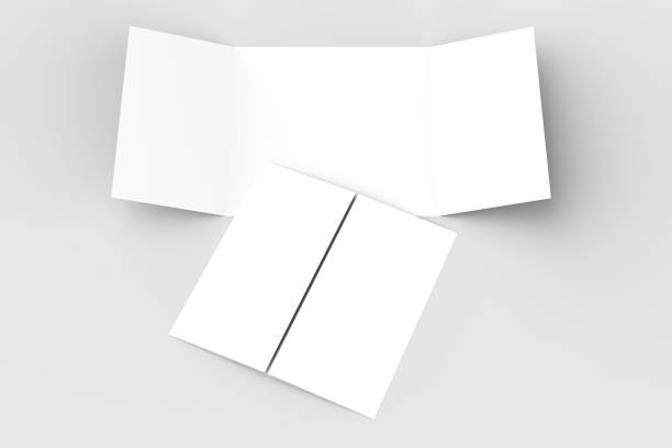 istock Square gate fold brochure mock up isolated on soft gray background. 3D illustrating. 913620138