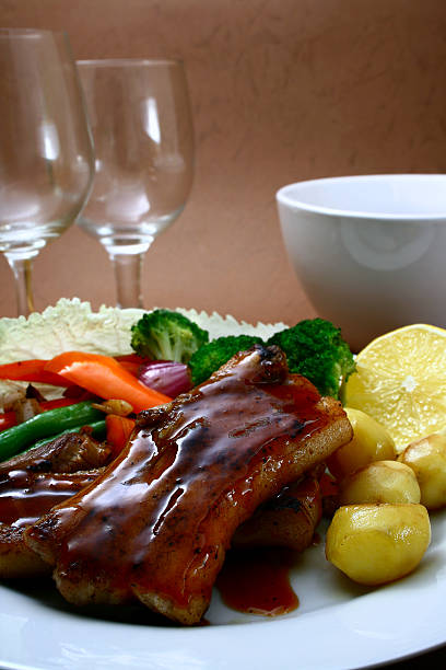 barbecued spareribs stock photo
