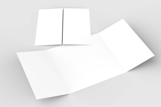 istock Square gate fold brochure mock up isolated on soft gray background. 3D illustrating. 913622990