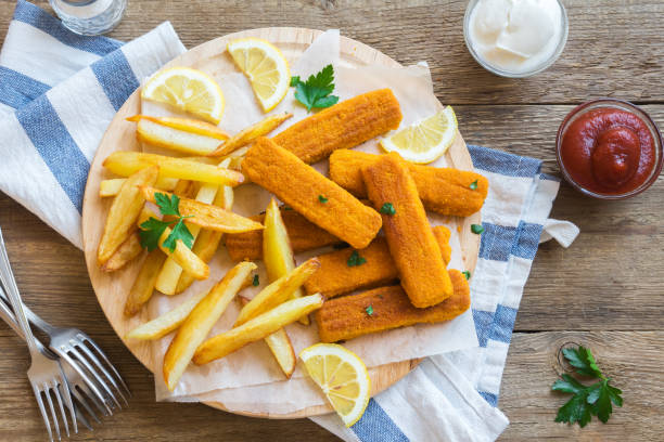 Fried Fish Sticks with French Fries