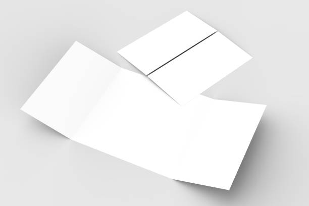 istock Square gate fold brochure mock up isolated on soft gray background. 3D illustrating. 913623134