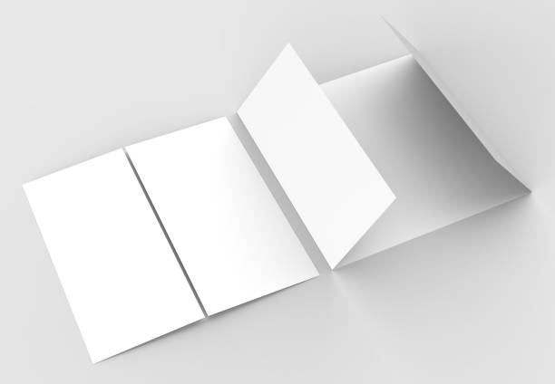 istock Square gate fold brochure mock up isolated on soft gray background. 3D illustrating. 913625576