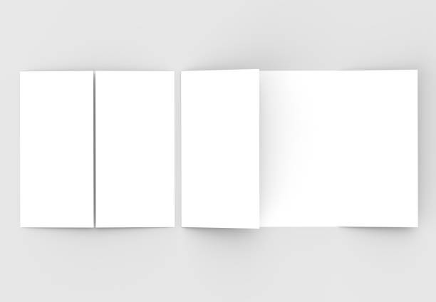 istock Square gate fold brochure mock up isolated on soft gray background. 3D illustrating. 913625720