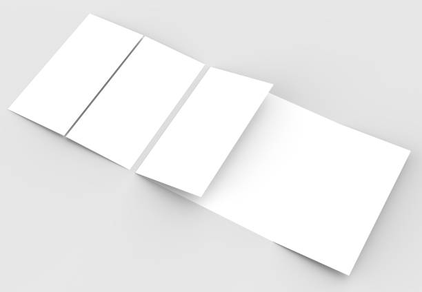 istock Square gate fold brochure mock up isolated on soft gray background. 3D illustrating. 913625788