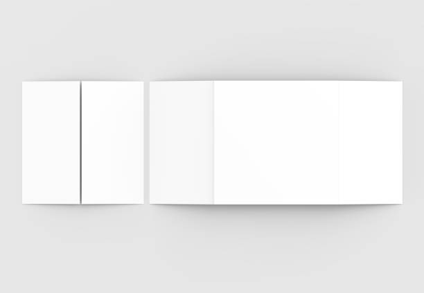 istock Square gate fold brochure mock up isolated on soft gray background. 3D illustrating. 913625824