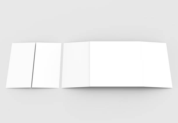 istock Square gate fold brochure mock up isolated on soft gray background. 3D illustrating. 913625862