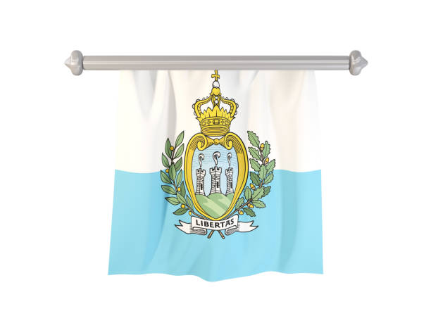Pennant with flag of san marino isolated on white. 3D illustration