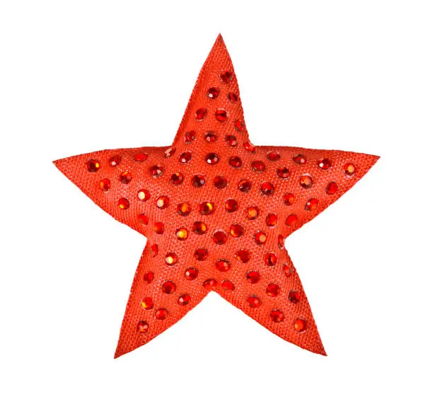 Photo of Red Star with rhinestones on white background