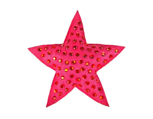 Photo of Red Star with rhinestones on white background