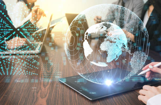istock Futuristic holographic vision. Global network concept. 913641726