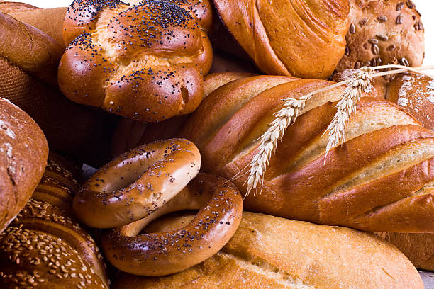 Variety of bread close-up stock photo