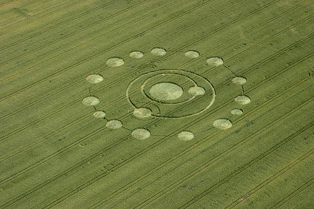 A crop circle impression in a field original crop circles in the field near Murska Sobota - Slovenia - Europe crop circle stock pictures, royalty-free photos & images