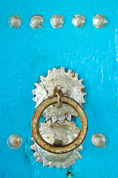Ozdobny Srebro na turkusowe Kołatka do drzwi – zdjęcie