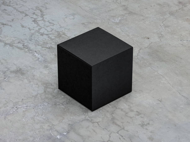 istock Square Black Box for cosmetics on concrete floor 913646414