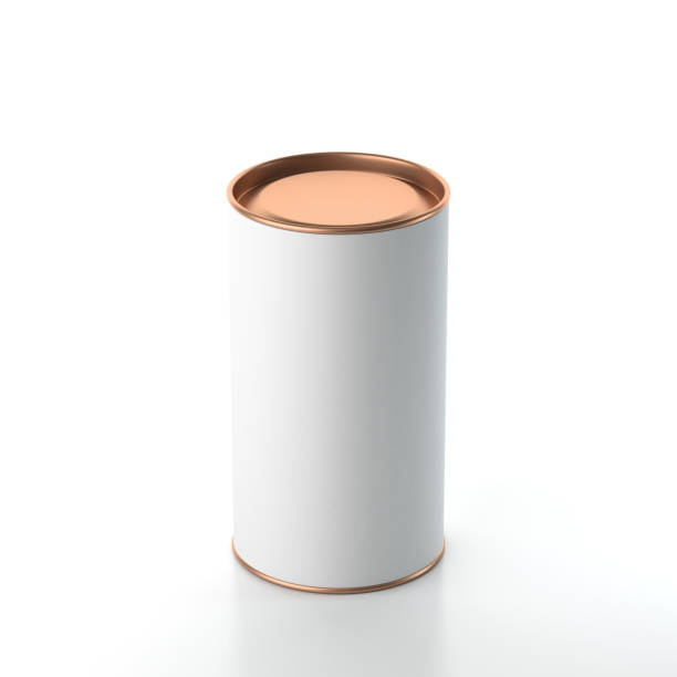 istock White cardboard Tin can packaging Mockup with metal copper lid. Tea, coffee, dry products, gift box 913648926