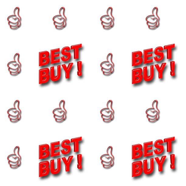 Seamless Pattern, Red Best Buy Background, Red Glitter Thumb Up, 3D Illustration.