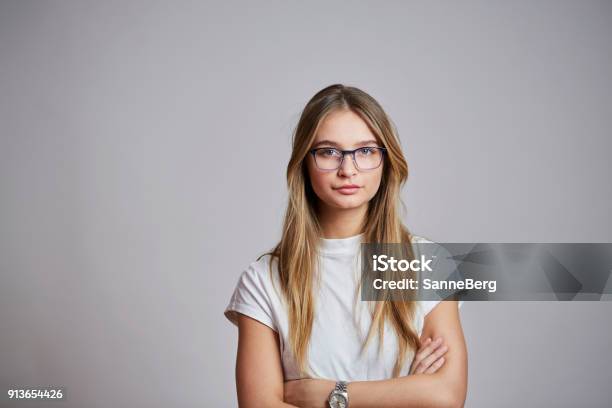 Confident In Glasses Stock Photo - Download Image Now - Portrait, Young Women, One Woman Only