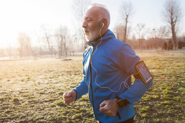 Senior man jogging in the morning