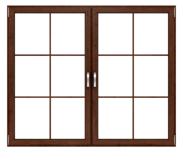 istock brown wooden window isolated on white background 913661364