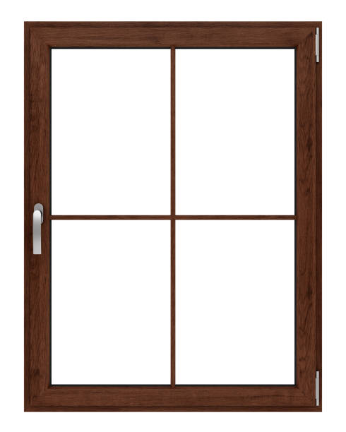 istock brown wooden window isolated on white background 913661448