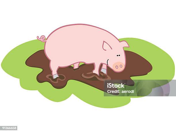 Cochon Debout Détente Dans La Boue Vecteurs libres de droits et plus d'images vectorielles de Antihygiénique - Antihygiénique, Avoir de l'eau à la cheville, Bonheur