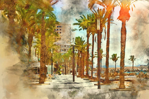 istock Coastal pedestrian street, Torrevieja 913666746