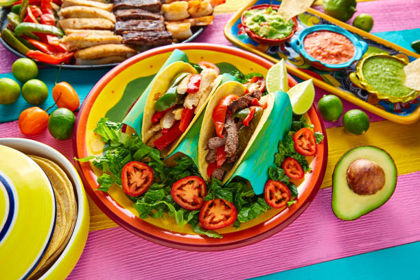 istock Mexican chicken and beef fajitas tacos 913669096