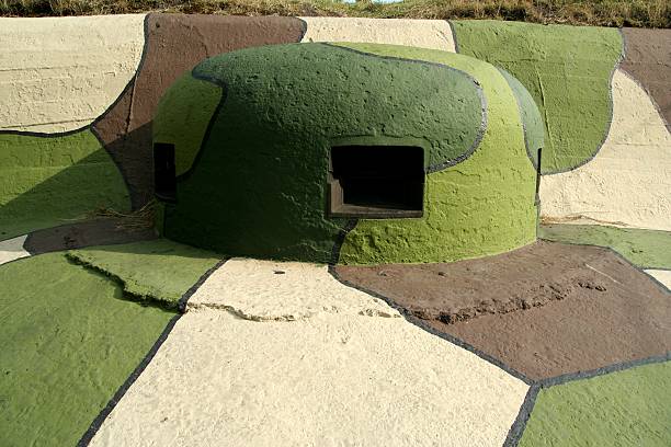 Shelter and shooting hole stock photo