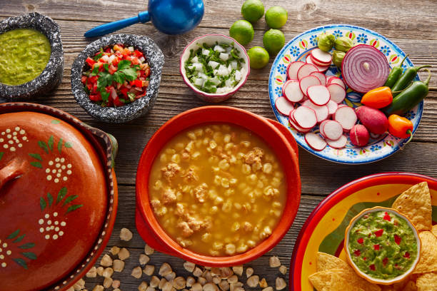 istock Green Pozole verde with blanco mote corn 913669722
