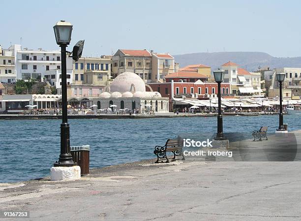 Harbor At Chania Stock Photo - Download Image Now - Bench, Chania, Color Image