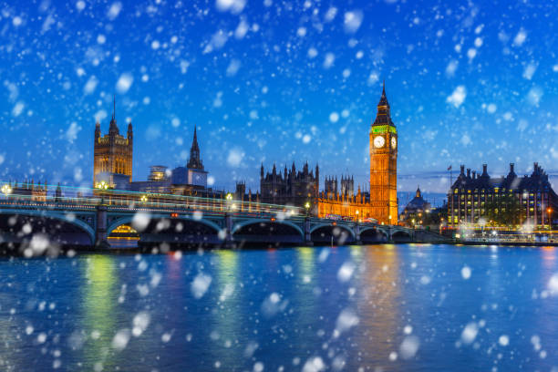 istock Big Ben and Westminster bridge on a cold winter night 913676376