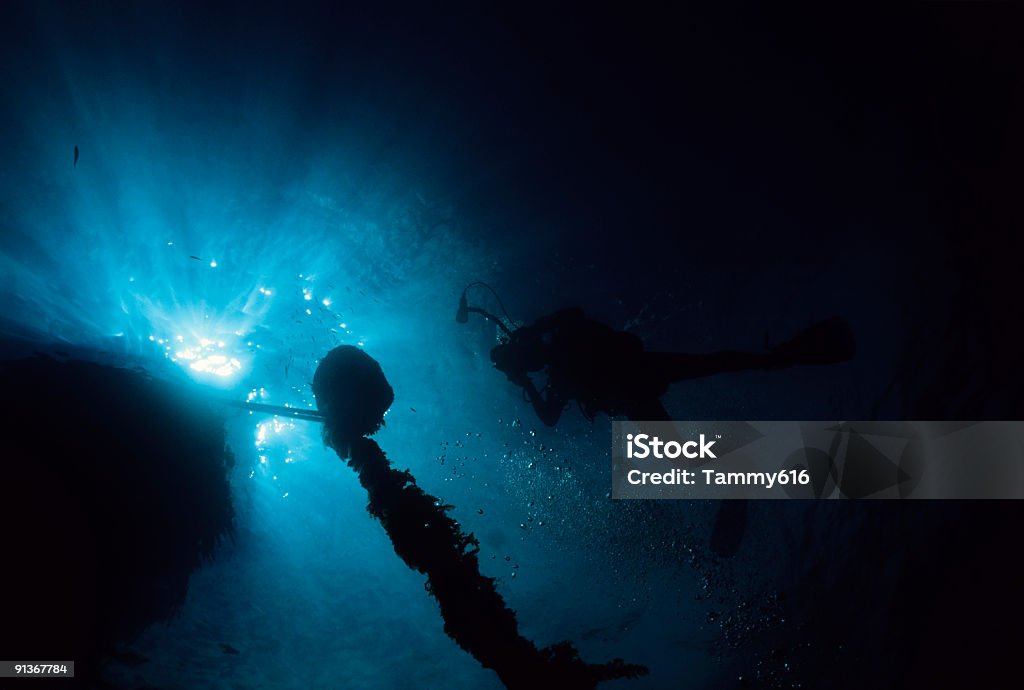Silhoutte de Mergulhador - Foto de stock de Debaixo d'água royalty-free