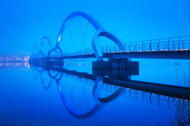 istock Solvesborgsbron pedestrian bridge at dusk in Sweden 913678302