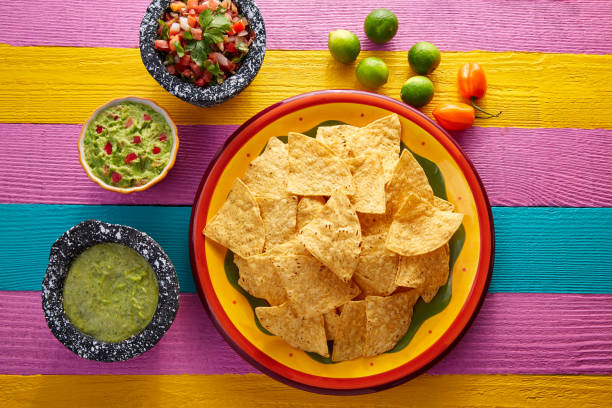 istock Nachos tortilla chips with mexican sauces 913678478