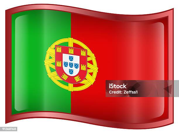 Portugal Flag Icon Isolated On White Background Stock Photo - Download Image Now - All European Flags, Color Image, Cut Out