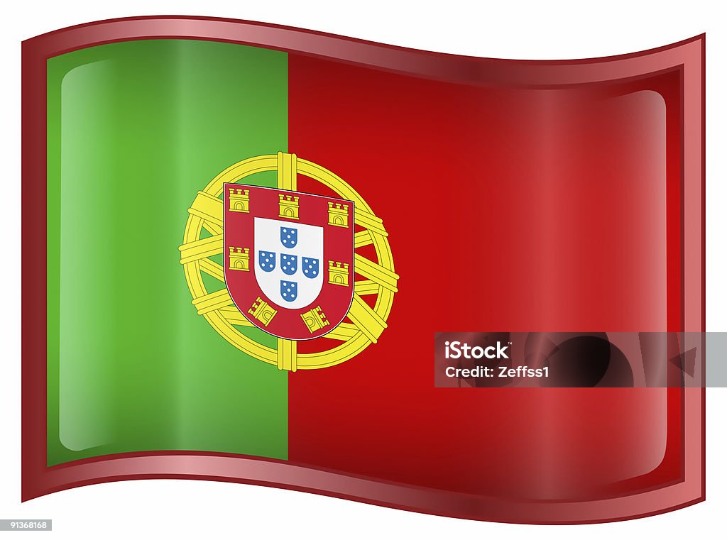 Portugalia flagę, na białym tle. - Zbiór zdjęć royalty-free (Bez ludzi)
