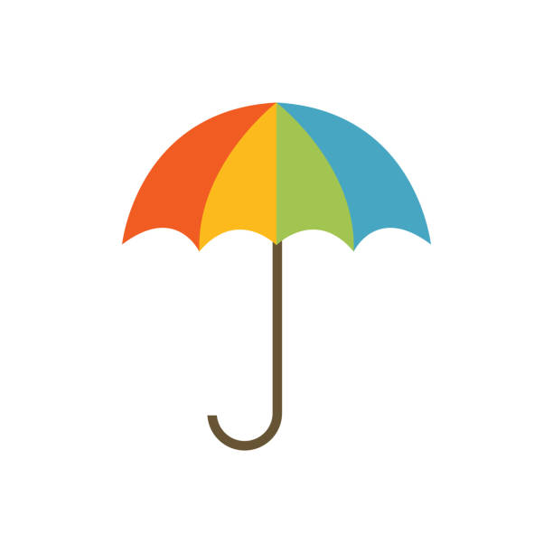 ilustrações de stock, clip art, desenhos animados e ícones de umbrella icon - rainbow umbrella descriptive color multi colored