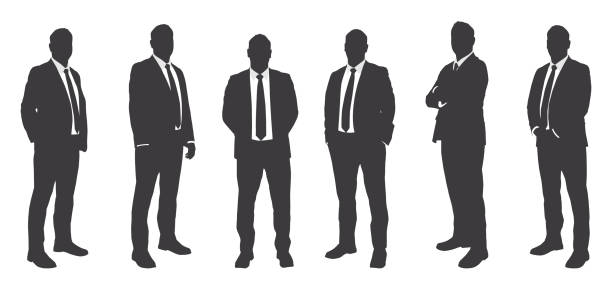 altı işadamları sihouettes - business man stock illustrations