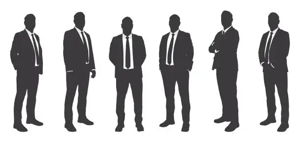 Vector illustration of Six Businessmen Sihouettes