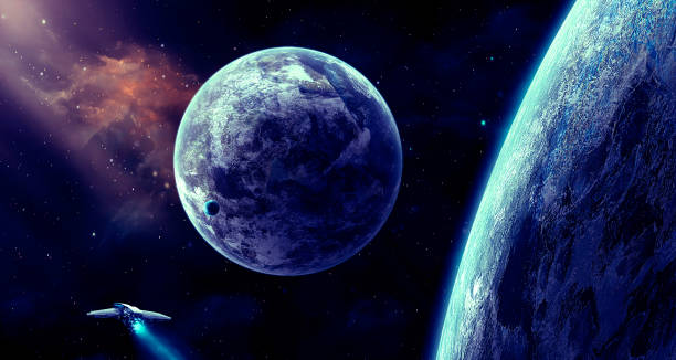 istock Space scene. Orange nebula with planet and spaceship. https://nasa3d.arc.nasa.gov/detail/as10-34-5013 913685420