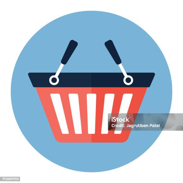 Shopping Basket Icon Modern Minimal Flat Design Style Stock Illustration - Download Image Now