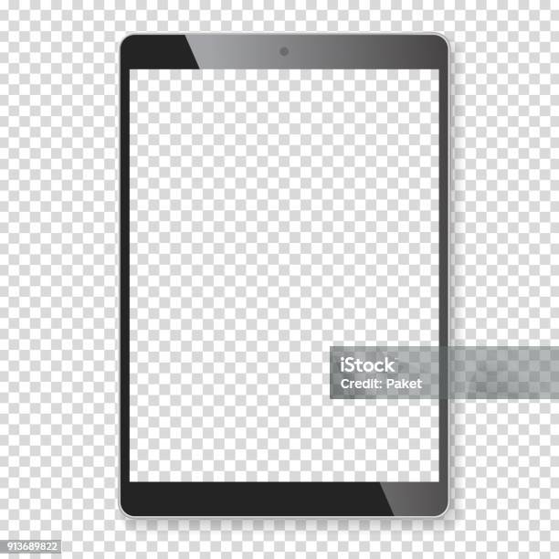 Realistic Tablet Portable Computer Mockup Stock Illustration - Download Image Now - Digital Tablet, Graphics Tablet, Template