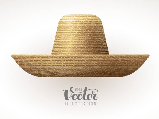 illustrations, cliparts, dessins animés et icônes de chapeau de paille, isolé sur fond blanc - sombrero hat mexican culture isolated