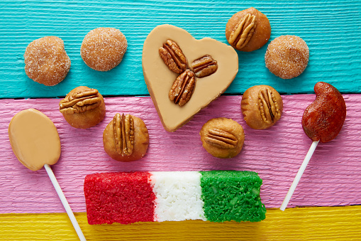 Mexican candy sweets cajeta pecan and coconut flag