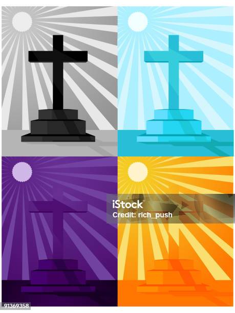 밝은 색깔의 교차 일러스트 0명에 대한 스톡 벡터 아트 및 기타 이미지 - 0명, 기도하기, 기독교