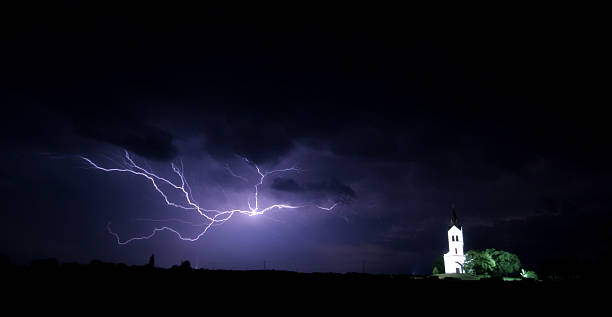 istock Big storm wiht church 91369441