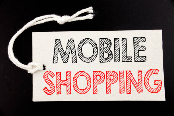 istock Handwritten text caption showing Mobile Shopping. Business concept writing for Cellphone online order written on price tag paper on the black vintage background. 913697120