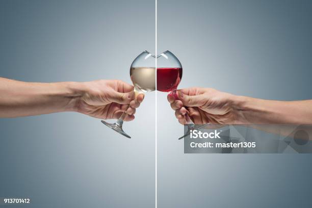 Closeup View Of White Wine Glass Stock Photo - Download Image Now - Alcohol - Drink, Pair, Two People