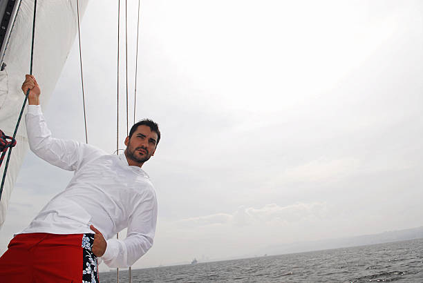 istock fashion model in yacht 91370371